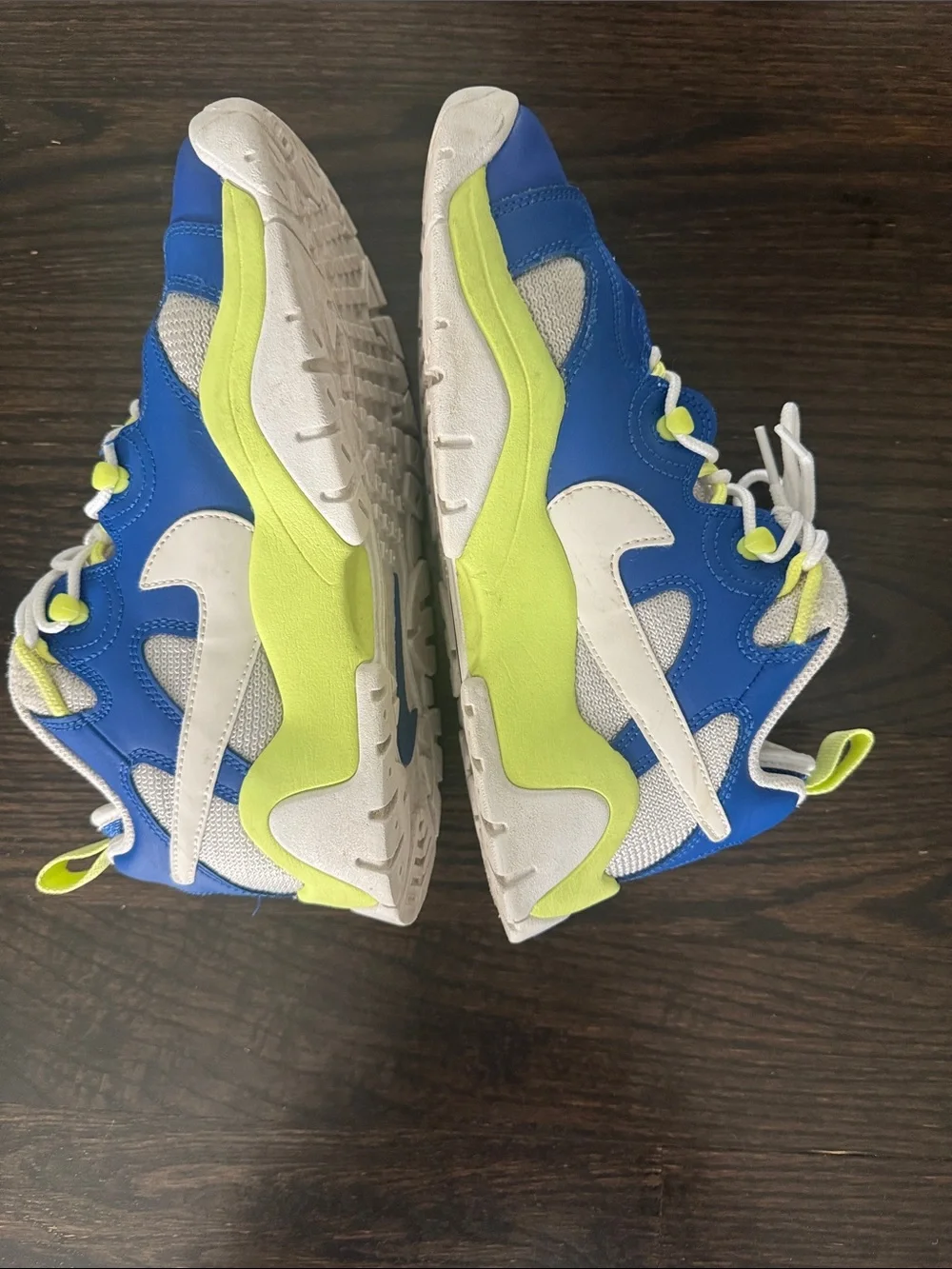 Nike Kids Blue and Neon Green Air Sneakers
